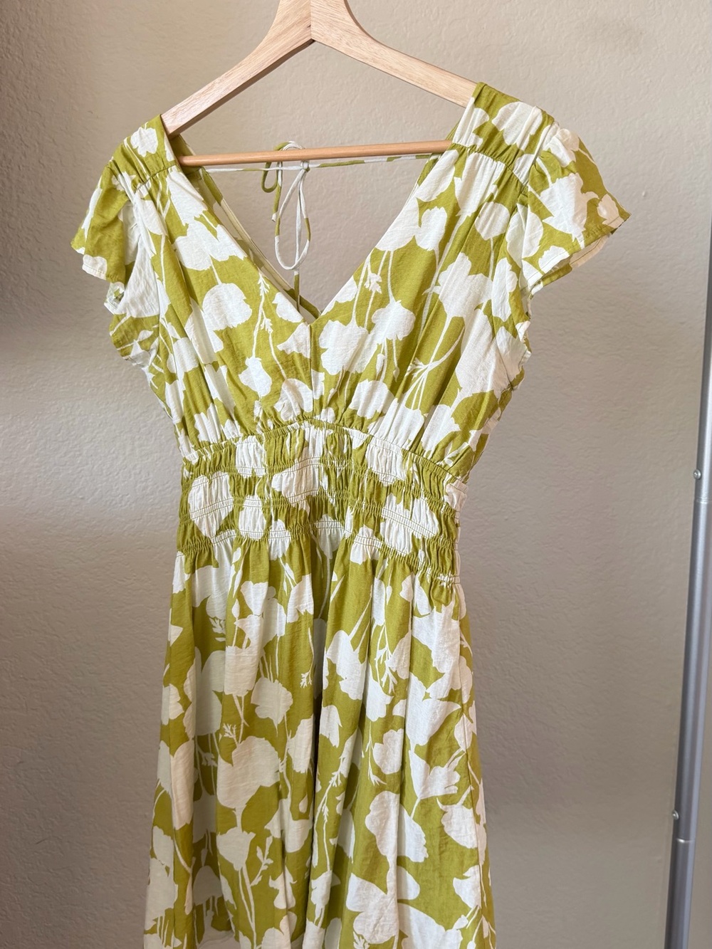 Blu Pepper Olive Green and White Floral Mini Dress